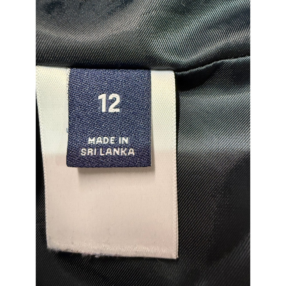 Lands End Womens Navy Blue Two Button Blazer Gold Crest Buttons Size 12 - Picture 3 of 6